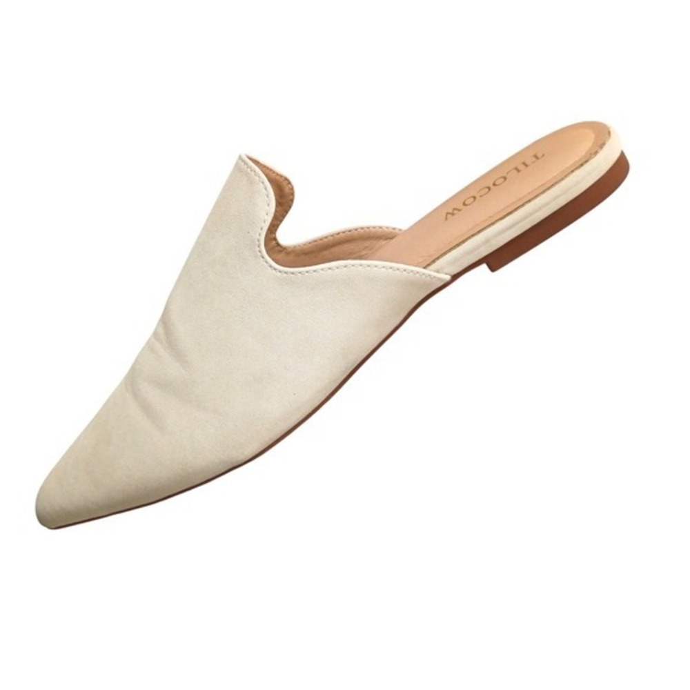 Tilocow Womens Cream Suede Pointed Toe Slip On Mule‎ Flats Size 9 - Picture 4 of 7